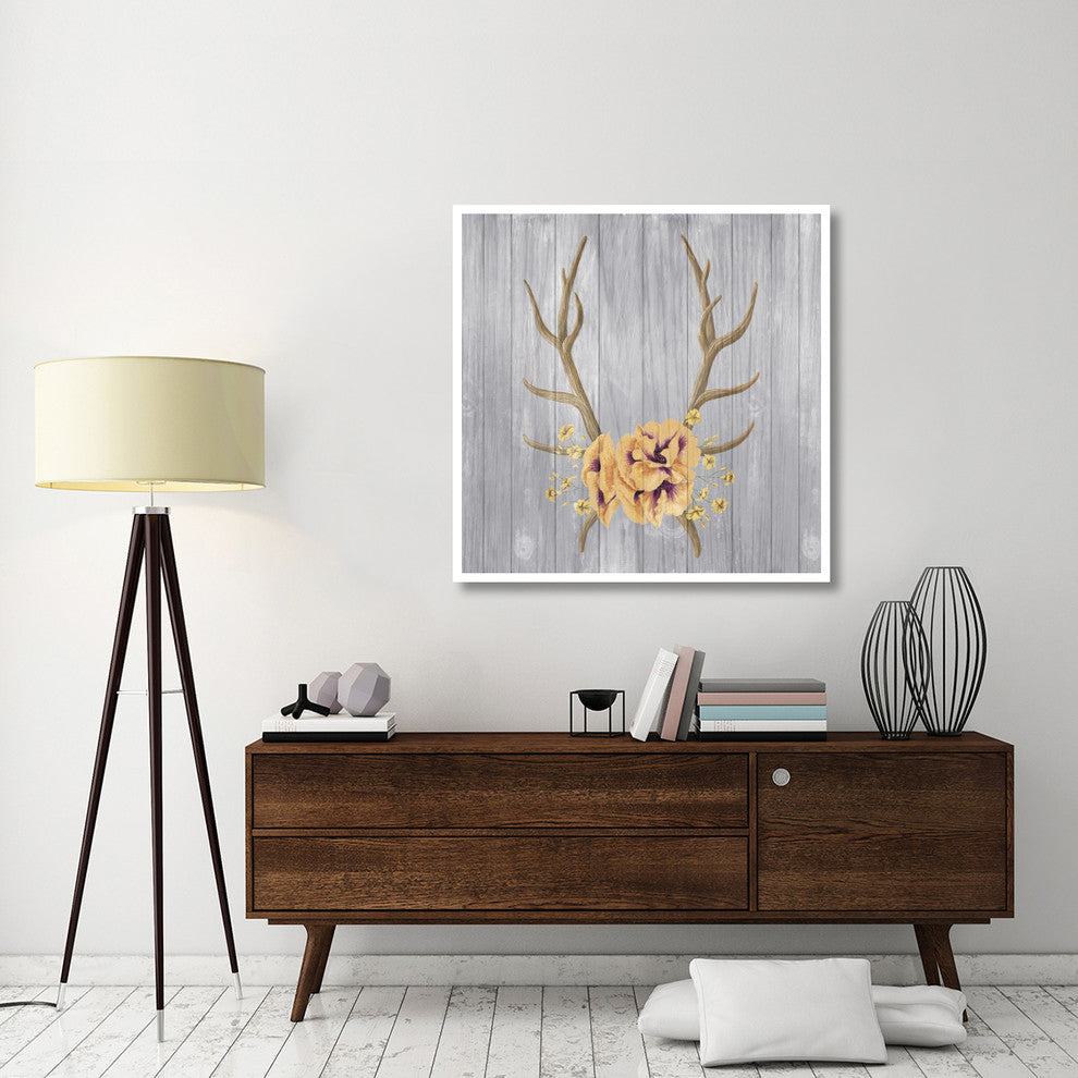 "Antlers and Poppies I Sq Spice" Digital Paper Print by Elyse DeNeige, 42"x42"