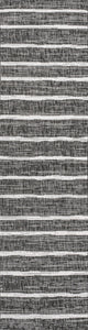 Colonia Berber Stripe Indoor/Outdoor Rug, Black/Ivory, 2x10