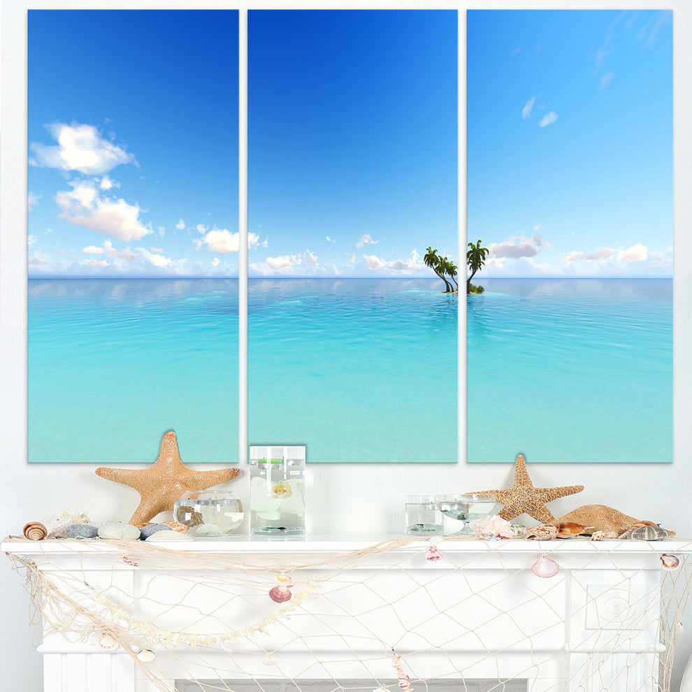 "Blue Corals Island Sea" Canvas Wall Art, 3 Panels, 36"x28"