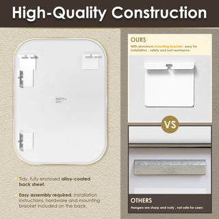 Trielle Rectangular Framed Bathroom Wall Mirror, Brushed Gold, 24"