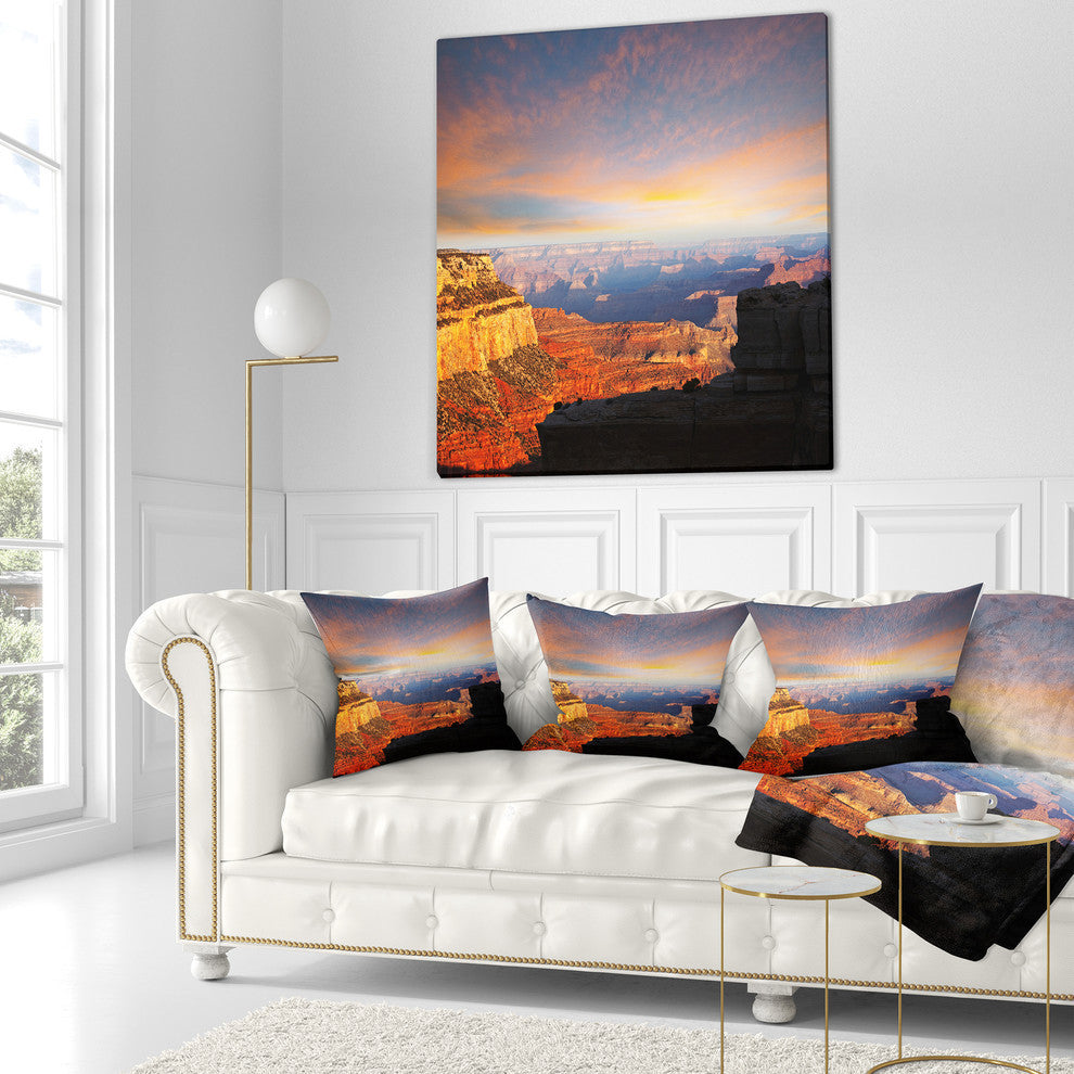 Beautiful View of Grand Canyon Landscape Wall Throw Pillow, 16"x16"