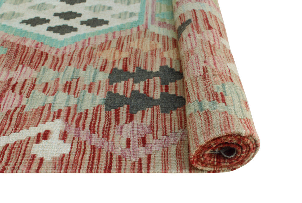 Sun Faded Flatweave Ronna Red/Ivory Runner, 2'9x9'7