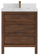Elizabeth 30 Single Sink Bath Vanity in Dark Walnut Teak 2" Calacatta Nuvo