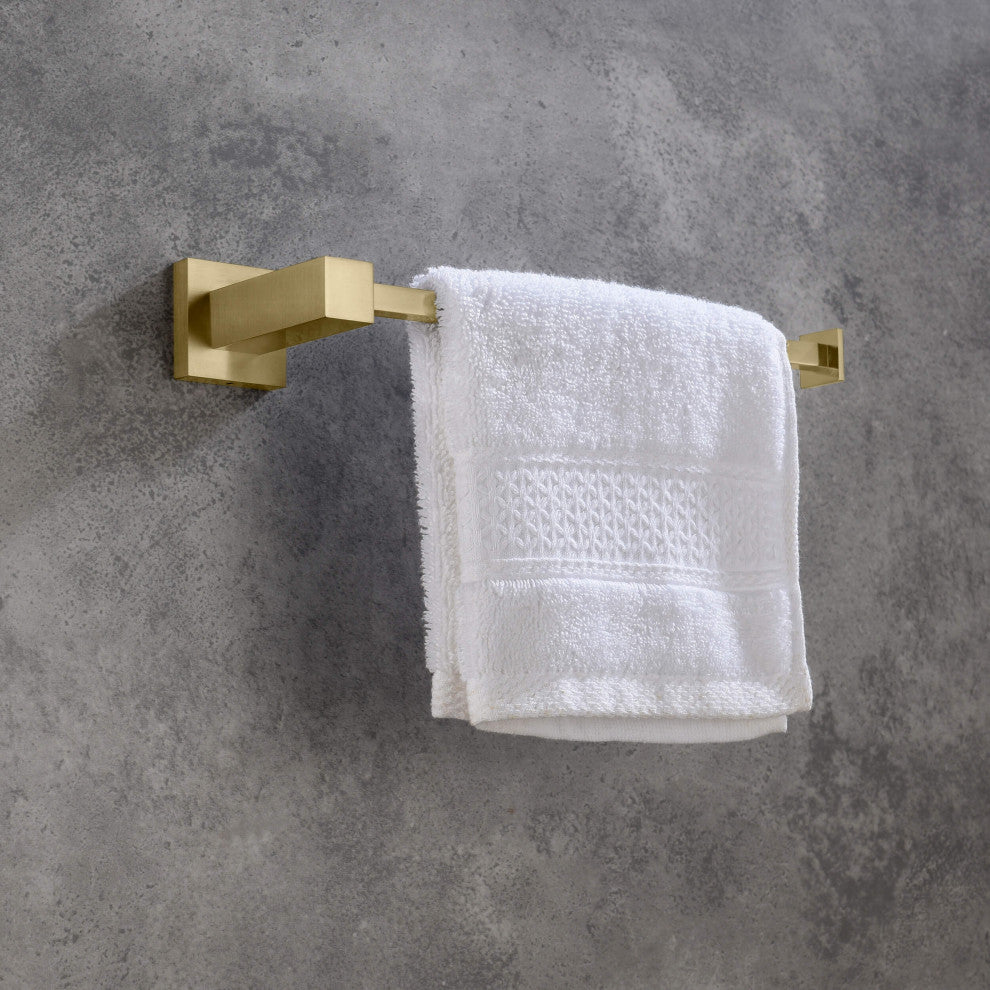 Cube 2-Piece Bathroom Hardware Set, Brushed Gold