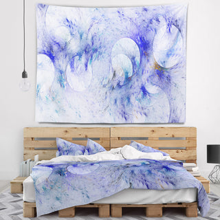 Light Blue Fractal Glass Texture Abstract Wall Tapestry, 60"x50"