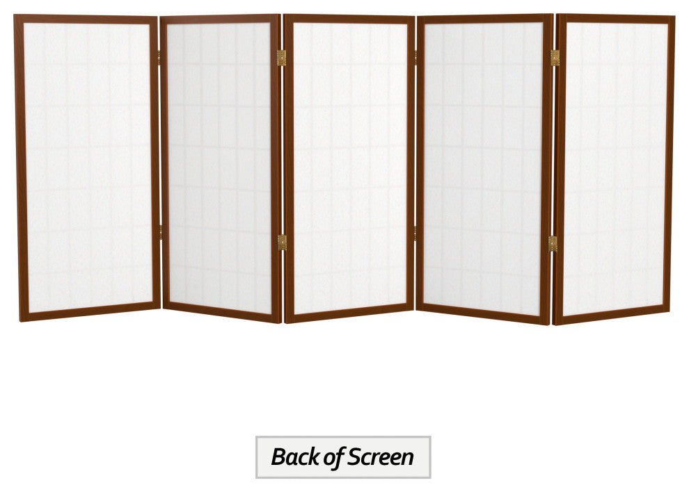3' Tall Window Pane Shoji Screen, Walnut, 5 Panels