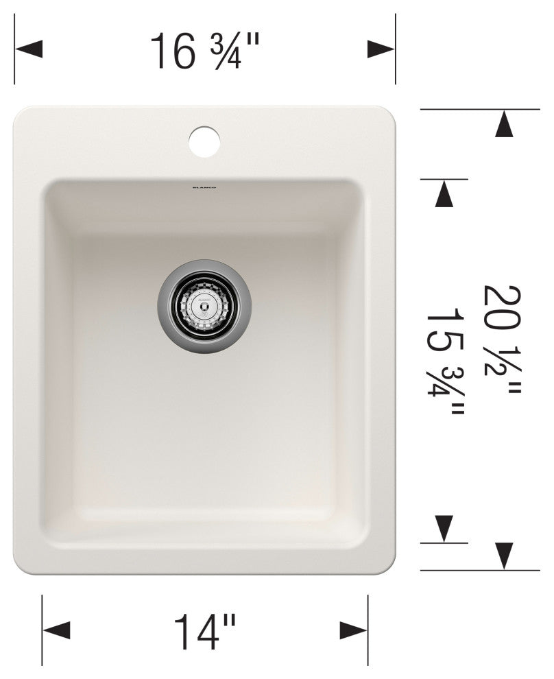 Blanco 443237 Liven 16-3/4" Drop-In/Undermount Single Basin - White