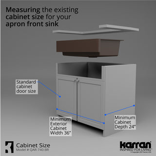 Karran Retrofit Farmhouse Quartz 34" Single Bowl Sink Kit, Brown