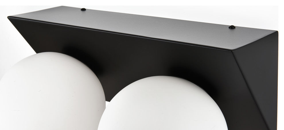 2 Light Black And Frosted White Bath Sconce