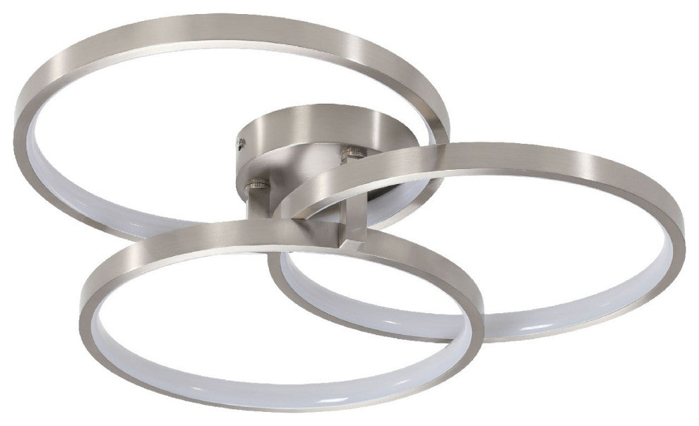 Gold LED Three Ring Design Semi-flush Mount Ceiling Lamp