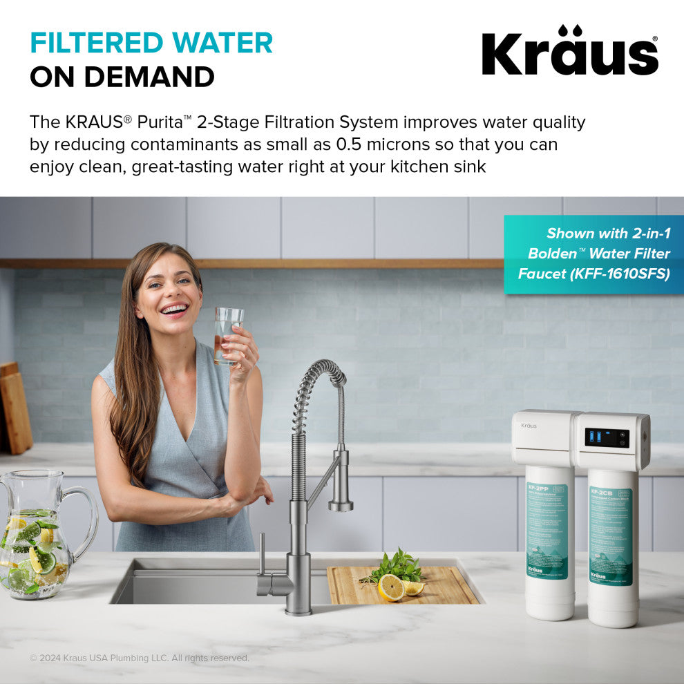 Purita 2-Stage Under Sink Water Filtration System with Digital Display Monitor