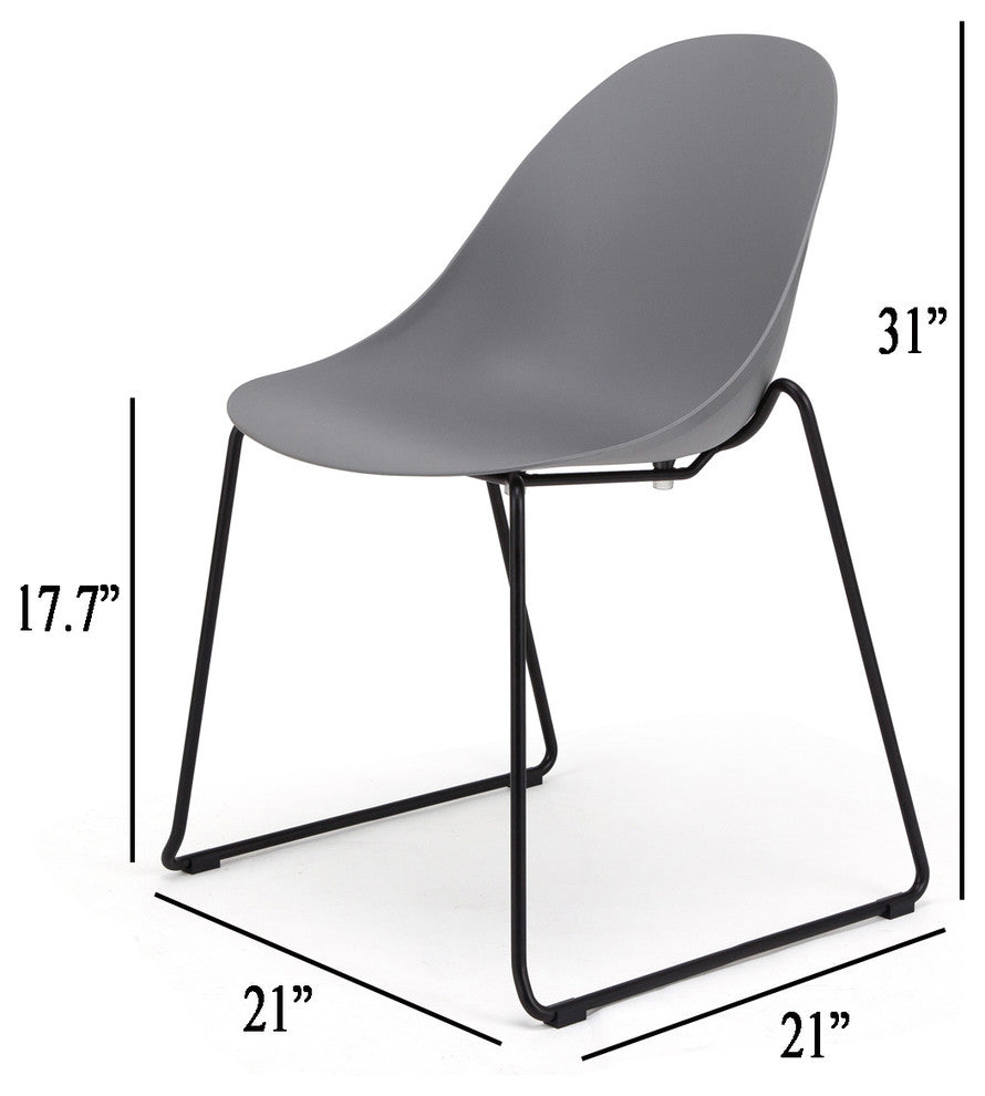 Seline Series Modern Accent Dining Chair with Black Steel Metal Legs, Gray