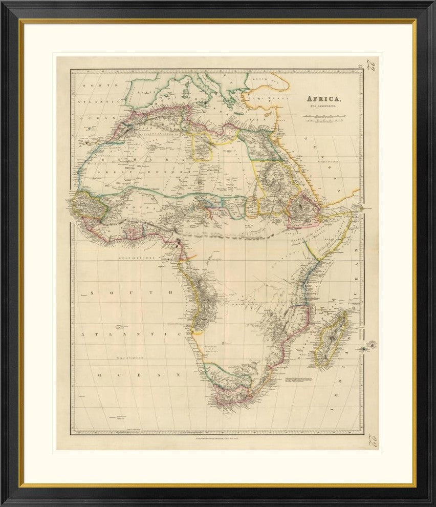 "Africa, 1834" Framed Digital Print by John Arrowsmith, 40x46"
