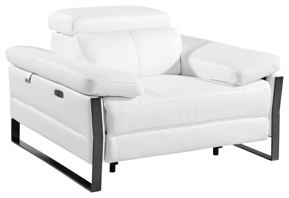 Antonio Italian Leather Power Reclining Arm Chair, White