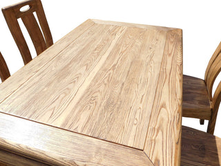 Oriental Light Wood Dining Table 4 Chairs Set Hcs1555