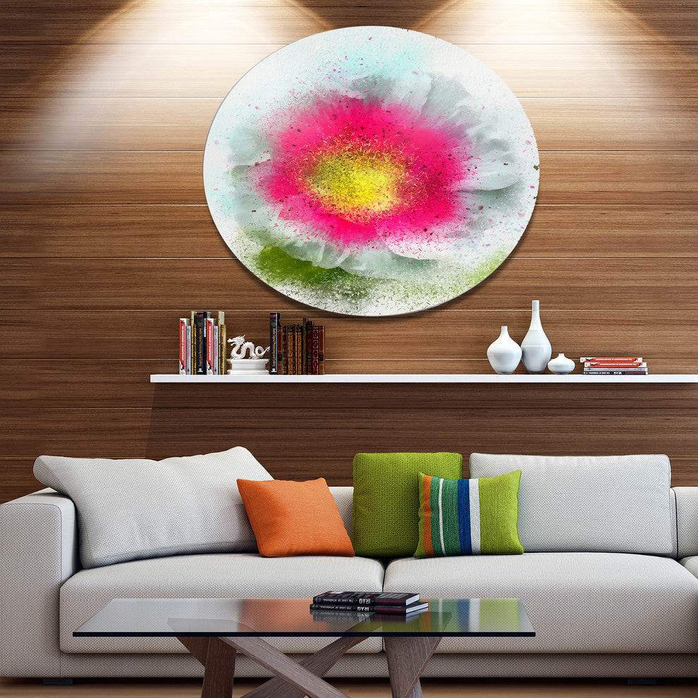 Red Poppy Flower On White, Floral Round Metal Wall Art, 36"