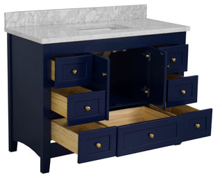 Abbey 48" Bathroom Vanity, Royal Blue, Carrara Marble