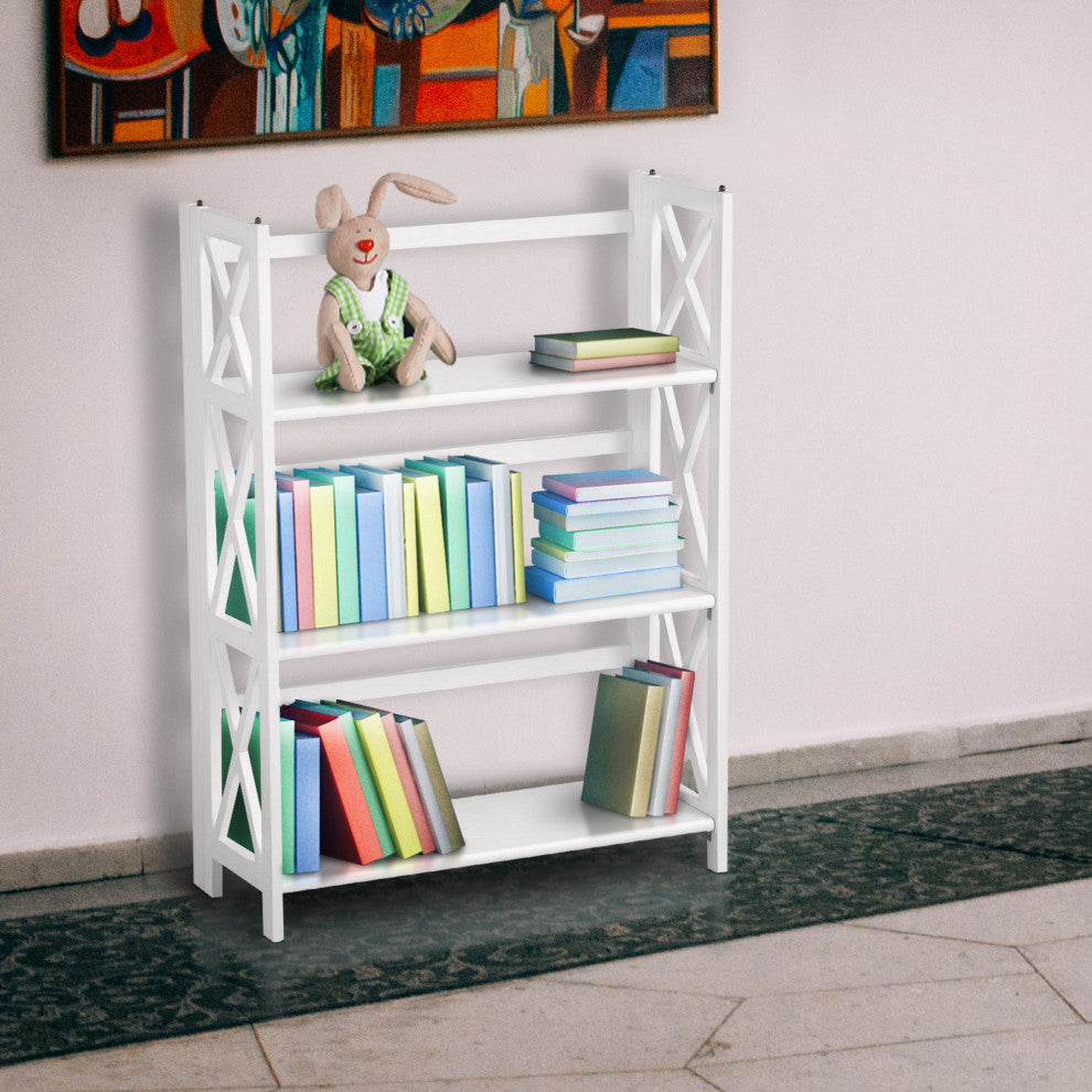 Montego 3-Shelf Folding Bookcase White
