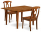 3 Pc Set Milan With Leaf And 2 Wood Dinette Chairs In Saddle Brown