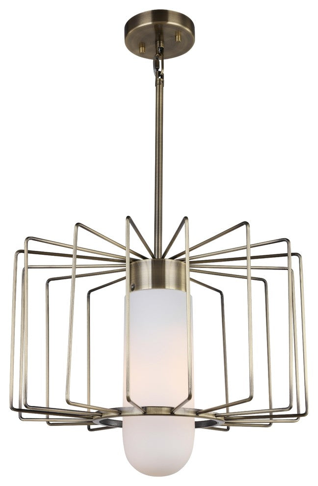 Woodbridge Lighting 19322CBRLE Tanner Drum Cage Pendant With Embedded LED