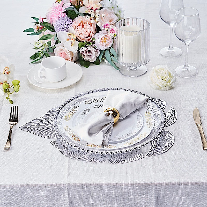 6 Tropical Monstera Leaf 18" Metallic Vinyl Round Table Placemats