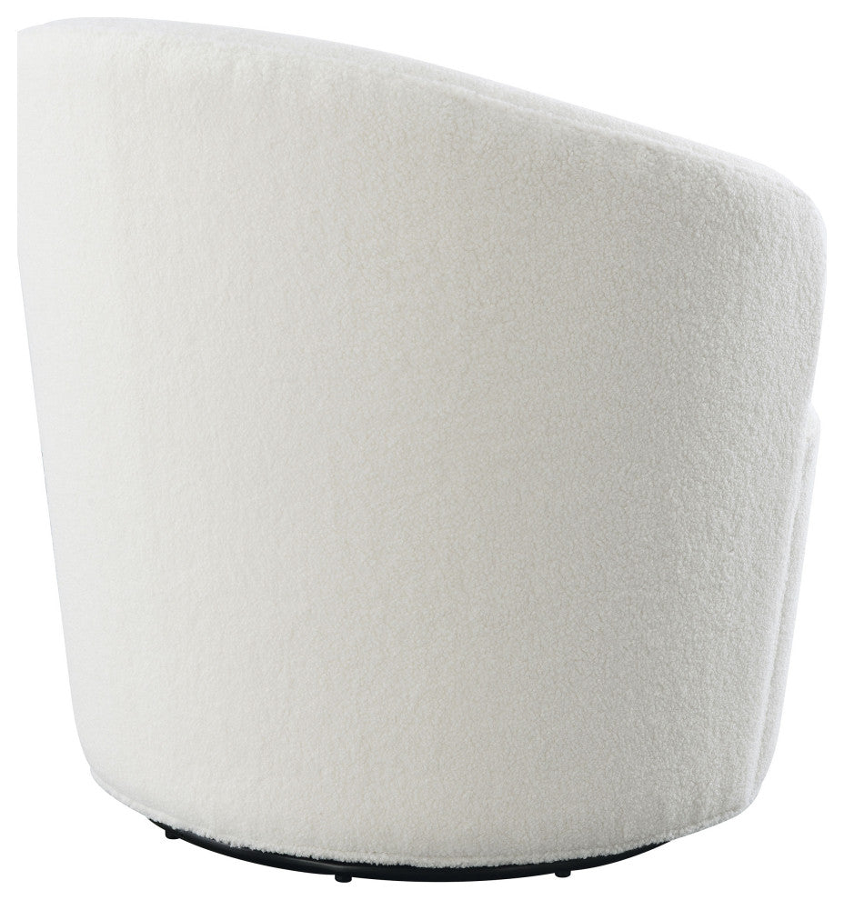 Joyce Upholstered Barrel Back Swivel Chair White