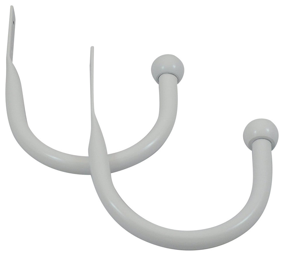 Steel Curtain Holdbacks, Glossy White, Set of 2