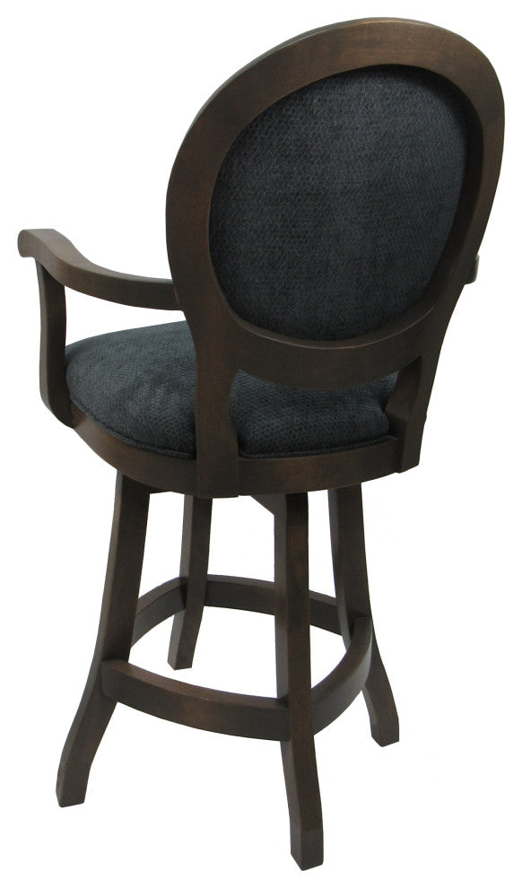 Swivel Wood Counter 26" Stool, 500, S-Base, Bella Charcoal, Rustic Pewter
