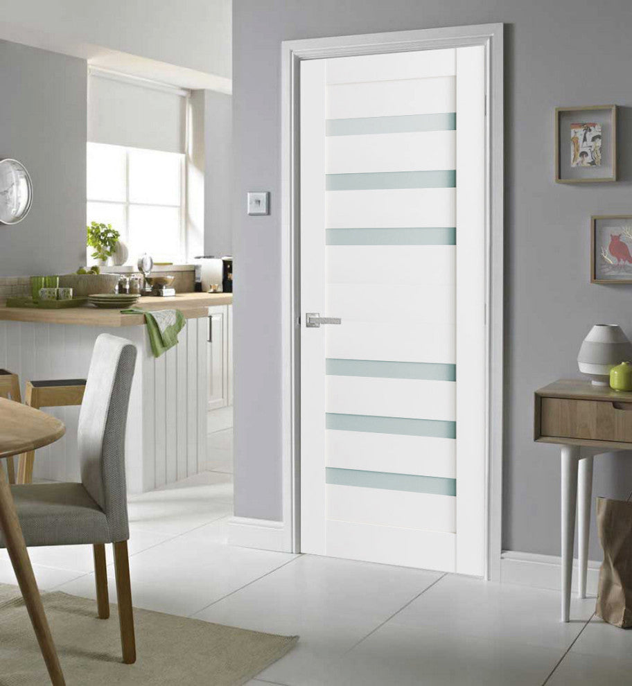Slab Barn Door Frosted Glass 24 x 96, Quadro 4266 White