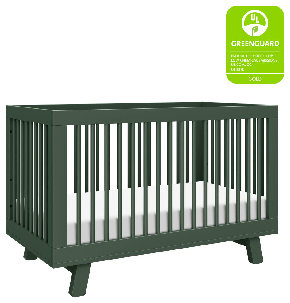 Hudson 3-in-1 Convertible Crib With Toddler Bed Conversion Kit, Forest Green