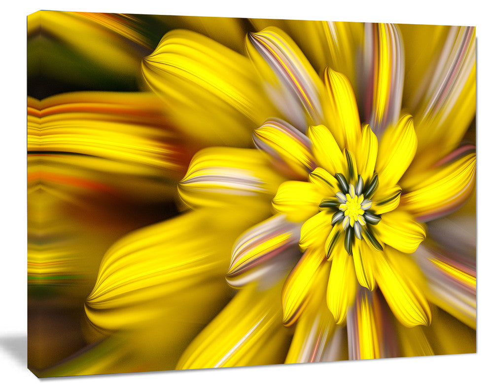 Massive Yellow Fractal Flower, Floral Canvas Art Print, 40"x30"