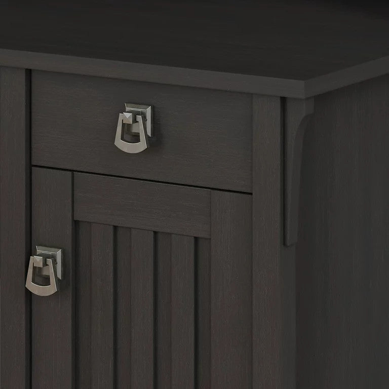 L-Shaped Desk, Storage Drawers & 1-Door Cabinet With Inner Shelf, Black