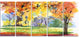 "Autumn Park Yellow Trees Watercolor" Landscape Wall Wall Art, 5 Panels, 60"x28"