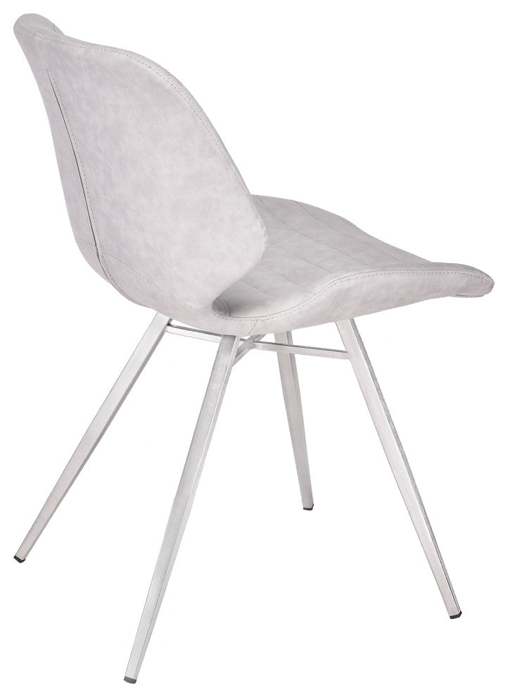 Valor Contemporary Dining Chair In Vintage Gray Faux Leather, Set of 2