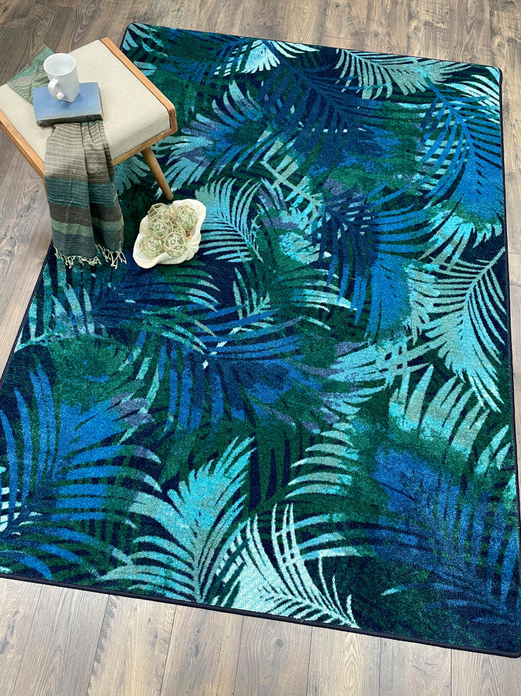 Fronds, Blue, 4'x5'