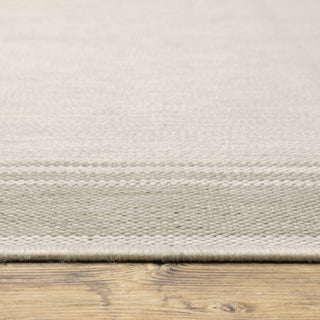 Parlan Solid Border Indoor-Outdoor Area Rug, Ivory, 3'3"x5'