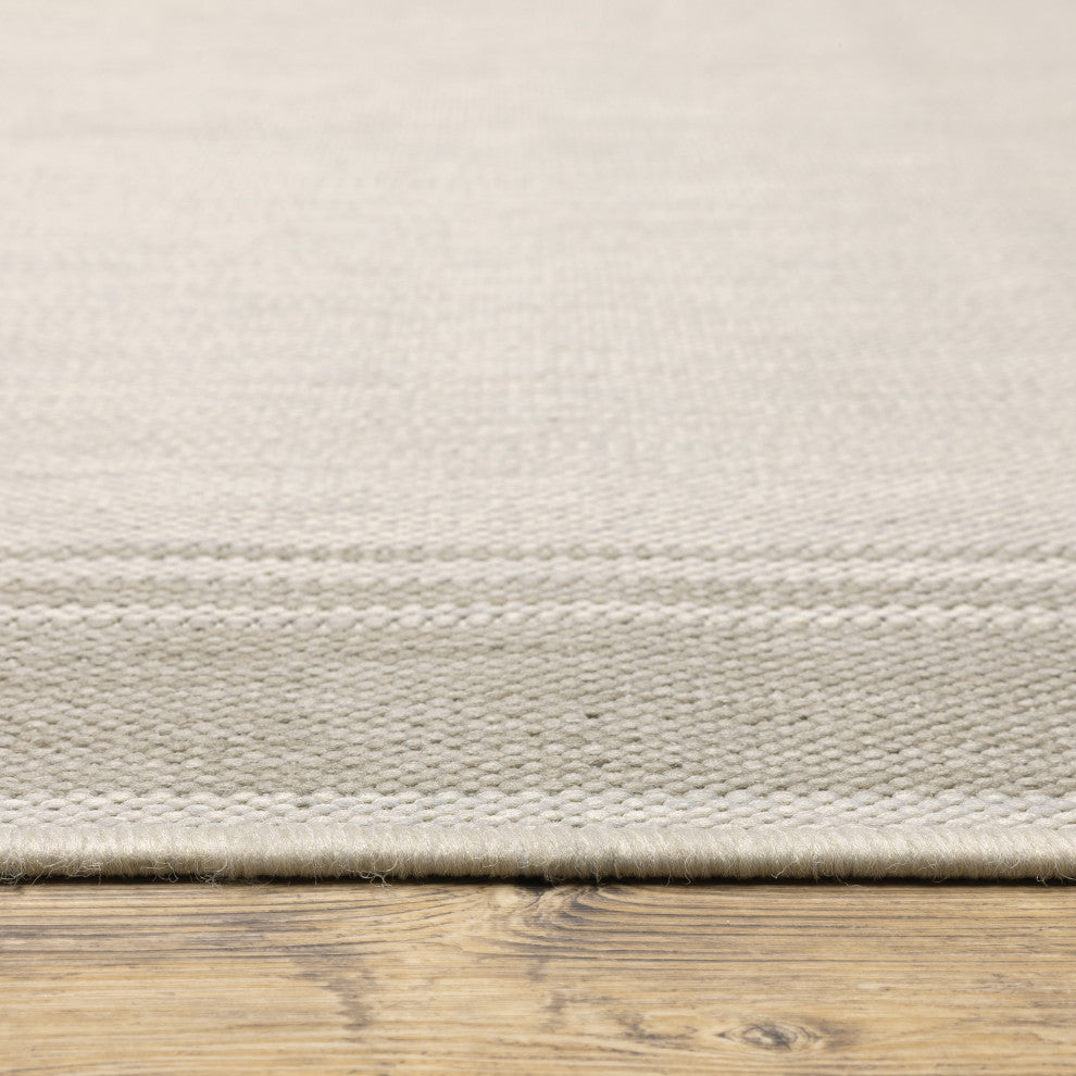Parlan Solid Border Indoor-Outdoor Area Rug, Ivory, 3'3"x5'