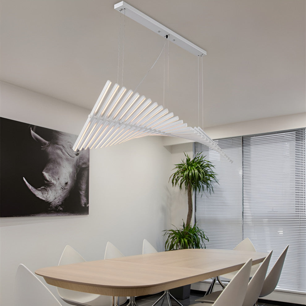 Acquaformosa | Black/White Art Minimalistic LED Pendant Chandelier, White, L18.9, Warm Light