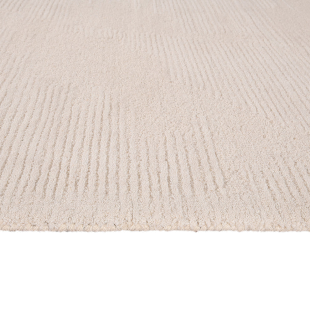 Mexico Abstract Ivory Hand-Hooked Area Rug 3'6" x 5'6"