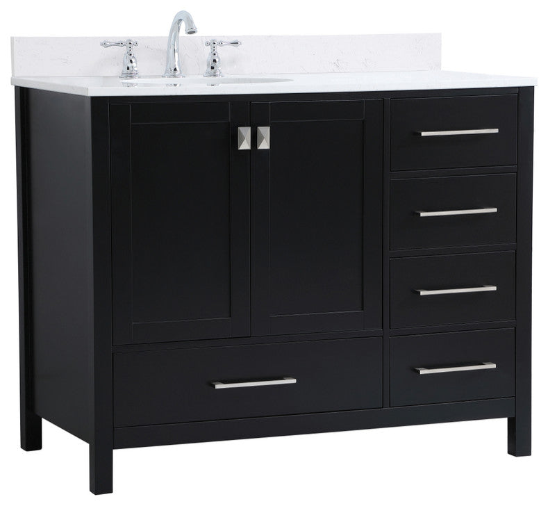 Iris 42" Single Bathroom Vanity, Black With Backsplash