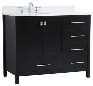 Iris 42" Single Bathroom Vanity, Black With Backsplash