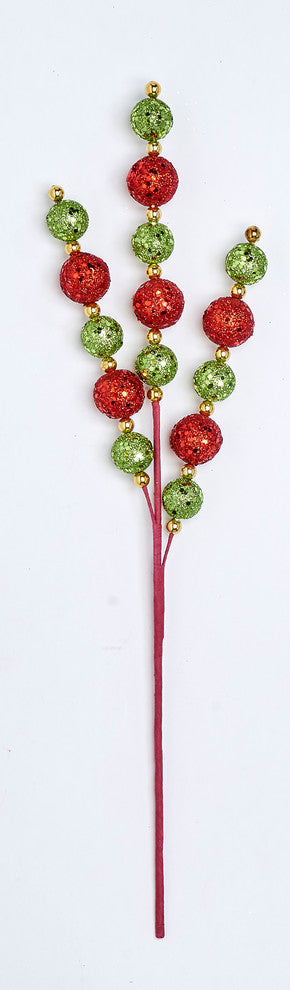 Glitter Ballx3 Spray, Red, Green, 20"
