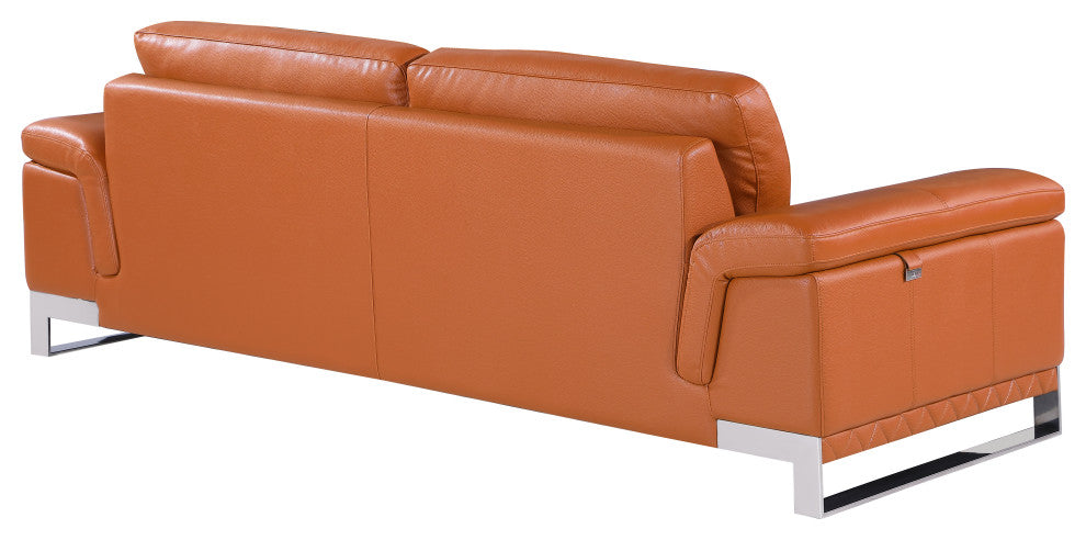 Naples Contemporary Genuine Italian Leather Sofa Camel