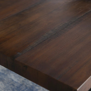 Dining Table Solid Pine Wood - Woven Paths Rustic Farmhouse, Mahogany