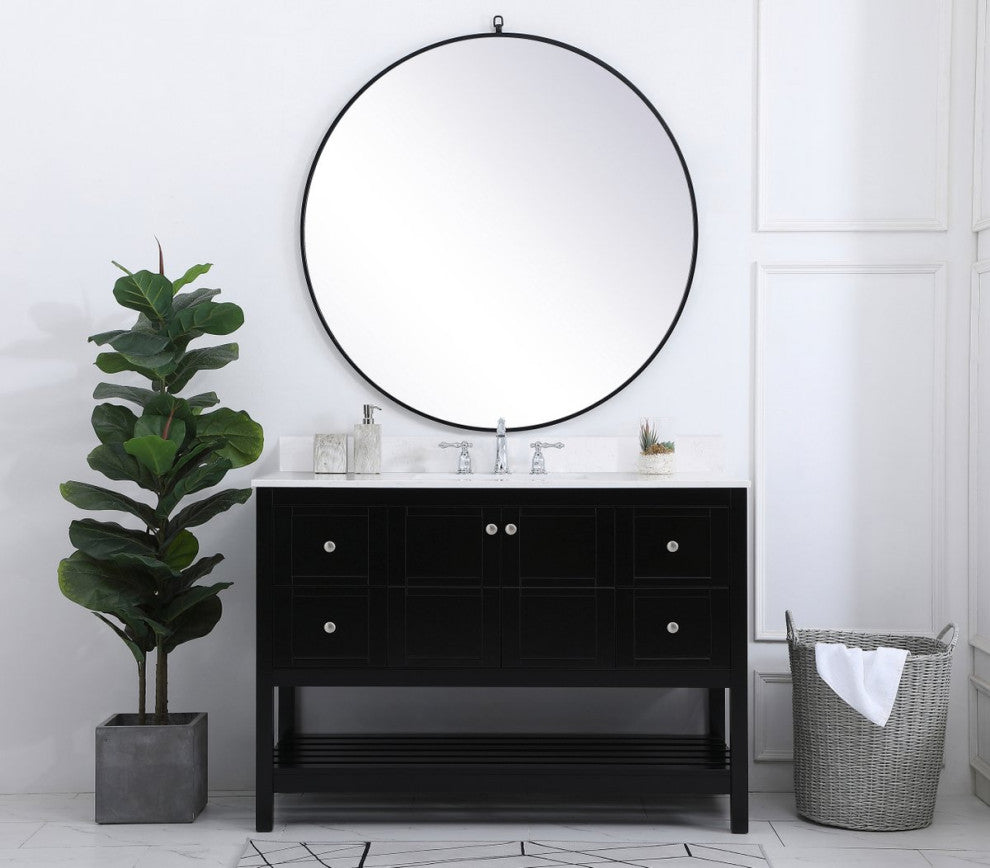 Tobias 48" Single Bathroom Vanity, Black With Backsplash