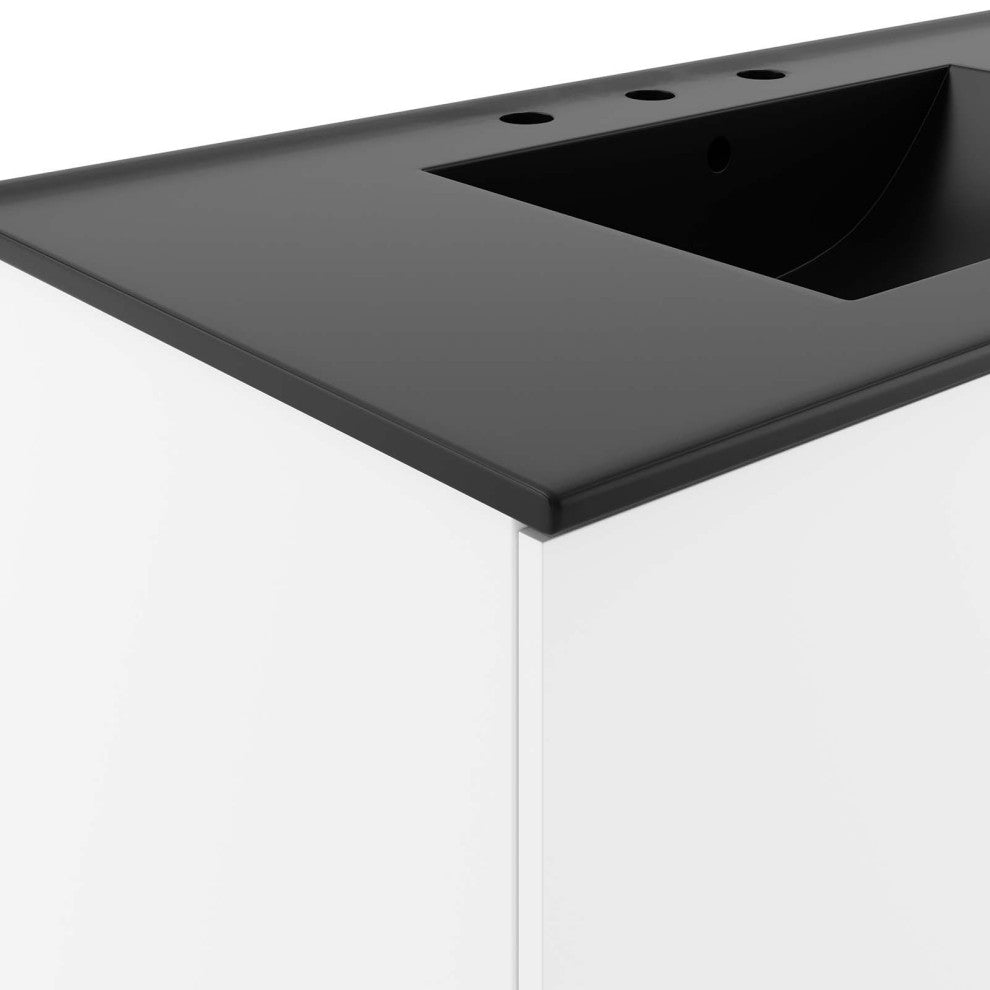Sink Vanity Cabinet, Black White, Ceramic, Melamine, Modern, Hotel Bathroom