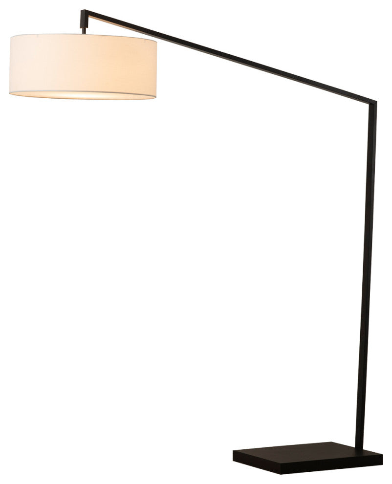 Stretch Arc Floor Lamp - 87", Matte Black, Step Switch, Rectangular Marble Base