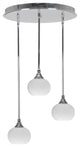 Empire 3-Light Cluster Pendalier, Chrome/White Muslin
