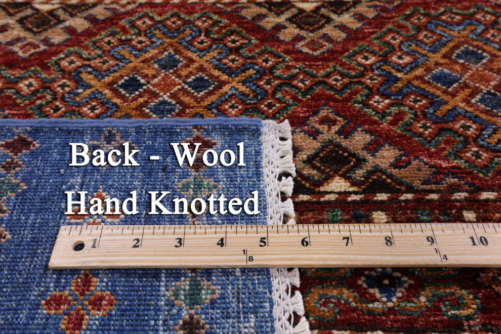6' 7" X 10' 0" Hand Knotted Khorjin Super Kazak Wool Rug - Q12361