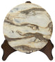 Chinese Natural Dream Stone Round White Fengshui Plaque Birdcage, Hws2256